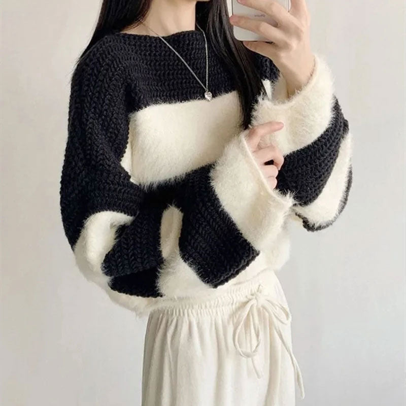 Striped Knit Long Sleeve Sweater