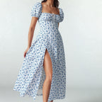 Floral Ruffled Backless Maxi Dress