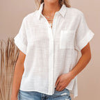 Women’s Cotton Linen Short Sleeve Blouse