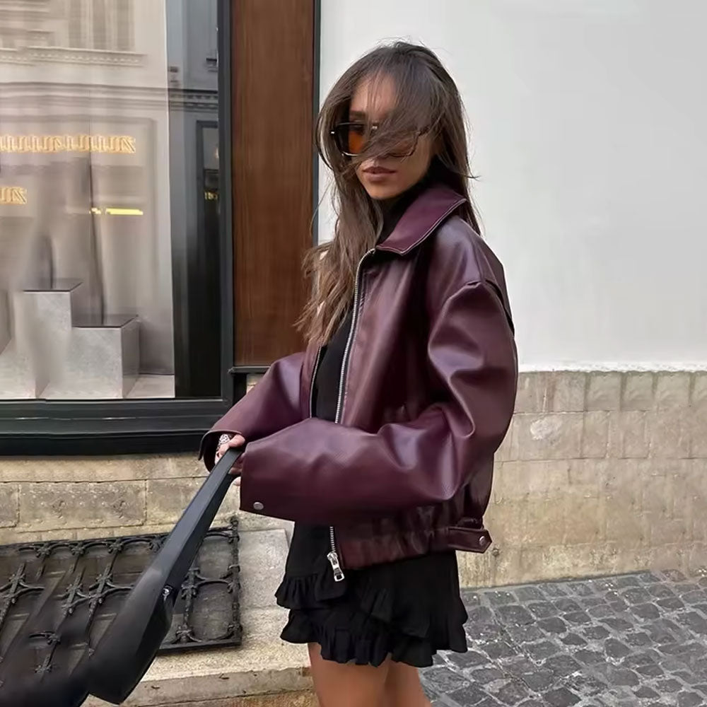 Cropped Leather Jacket