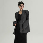 Stylish Street Style Black V Neck Blazer