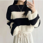 Striped Knit Long Sleeve Sweater