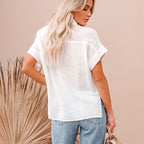 Women’s Cotton Linen Short Sleeve Blouse