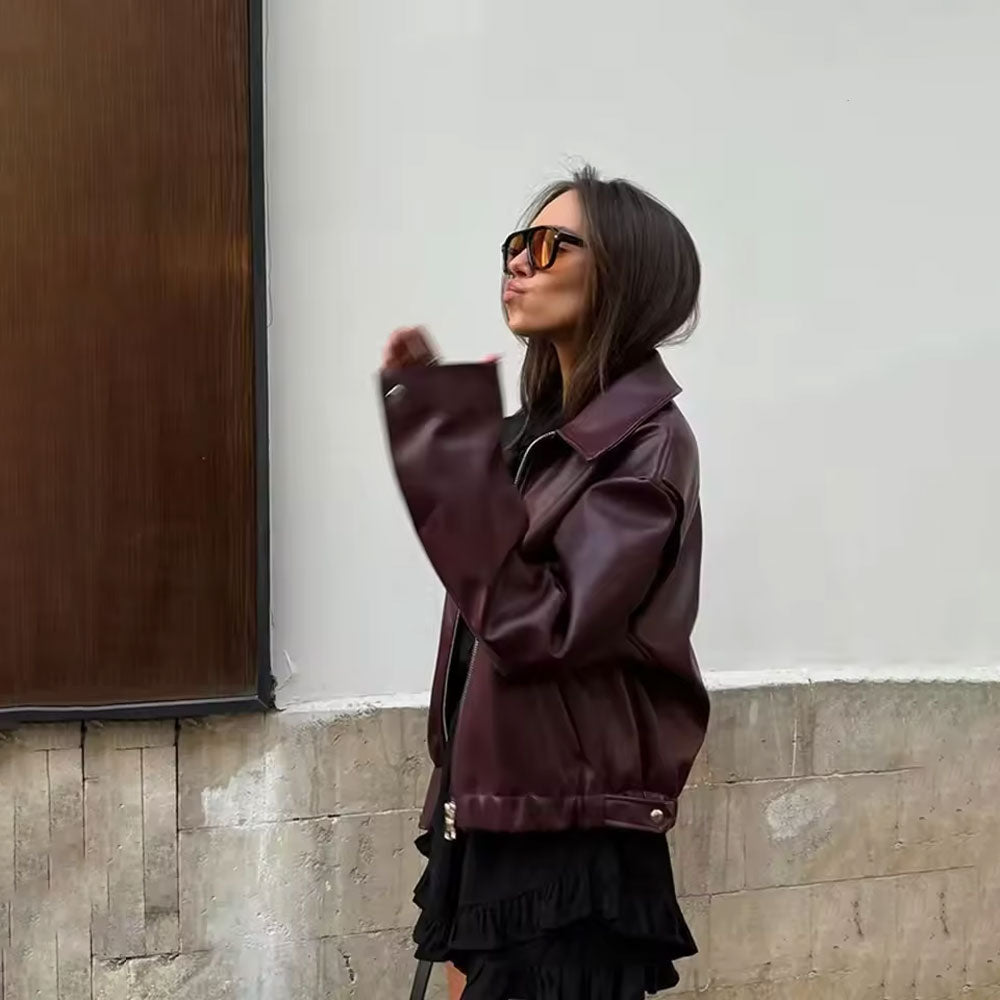 Cropped Leather Jacket