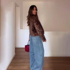 Animal Print Velvet Blazer Casual Chic