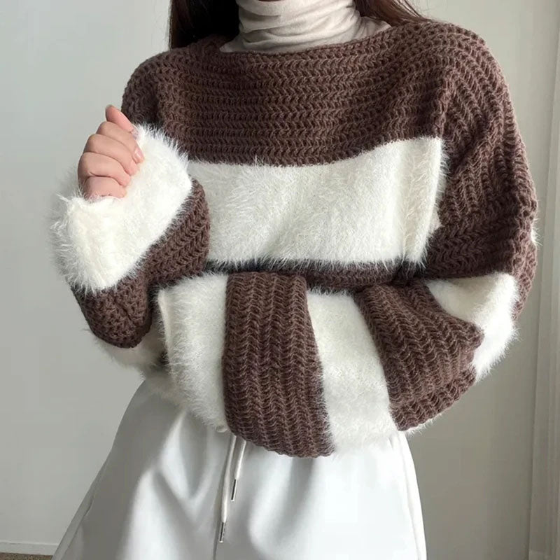 Striped Knit Long Sleeve Sweater