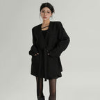 Stylish Street Style Black V Neck Blazer