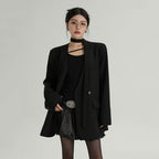 Stylish Street Style Black V Neck Blazer